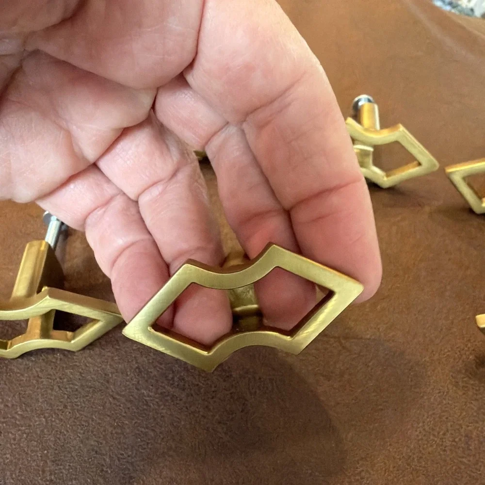Vintage Set of 6‎ Solid Brass Geometric Cabinet Drawer Pulls MCM